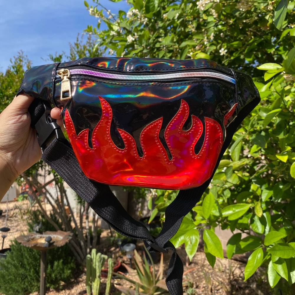 PVC Faux patent leather flame Fanny Pack bum bag